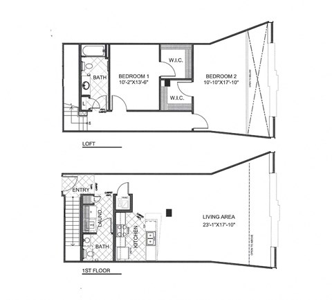 Mitchell Floorplan - 2 bed + 1.5 bath  at Blue Ribbon Lofts, Milwaukee, 53205
